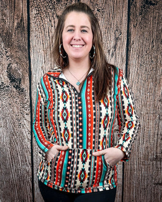 Sunburst Stampede Quarter Zip Pullover by Sterling Kreek – Apparel from Bronco Western Supply Co.