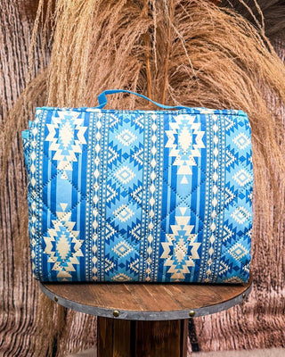 Sundance Blue Printed Stripe Picnic Blanket – Home Decor from Bronco Western Supply Co.