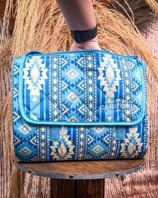 Sundance Blue Printed Stripe Picnic Blanket – Home Decor from Bronco Western Supply Co.