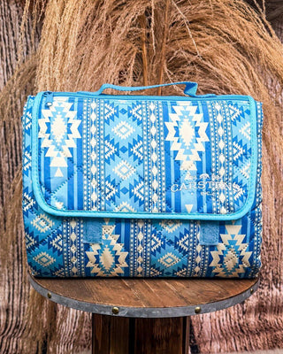 Sundance Blue Printed Stripe Picnic Blanket – Home Decor from Bronco Western Supply Co.