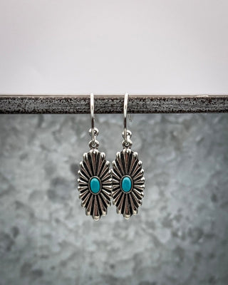 Sundown Ridge Turquoise Dangle Hoop Earrings – Jewelry from Bronco Western Supply Co.