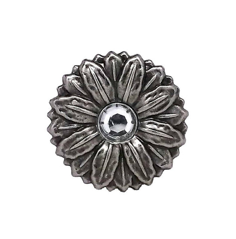 Sunflower Concho Synthetic Crystal Antique Silver Screw Back 1.5 inch - Saddles & Accessories - Bronco Western Supply Co. - Bronco Western Supply Co.