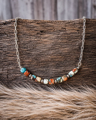 Taos Ember Turquoise and Spiny Oyster Chain Necklace – Jewelry from Bronco Western Supply Co.
