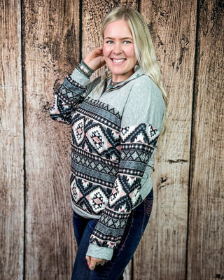Tatum Fitted Aztec Quarter Zip Light Pullover in Gray – Apparel from Bronco Western Supply Co.