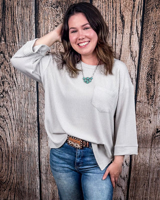 The Ellis Top - Pearl Grey – Shirts & Tops from Bronco Western Supply Co.