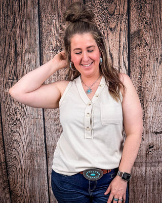 The Lanie Tank - Oatmeal – Shirts & Tops from Bronco Western Supply Co.