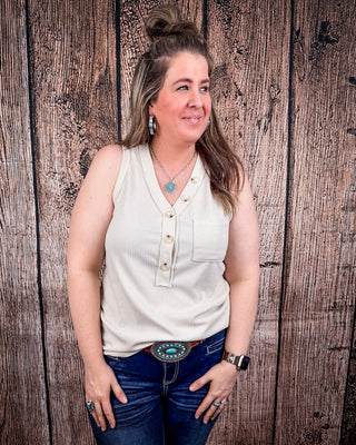 The Lanie Tank - Oatmeal – Shirts & Tops from Bronco Western Supply Co.