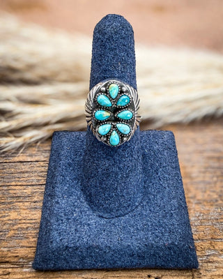 The Marie Sterling Silver Turquoise Adjustable Ring – Rings from Bronco Western Supply Co.