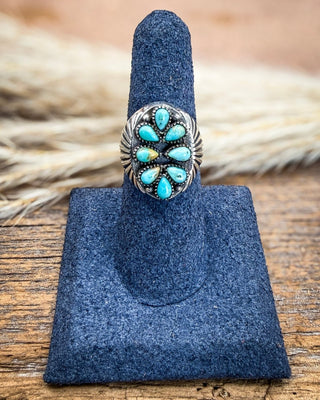 The Marie Sterling Silver Turquoise Adjustable Ring – Rings from Bronco Western Supply Co.