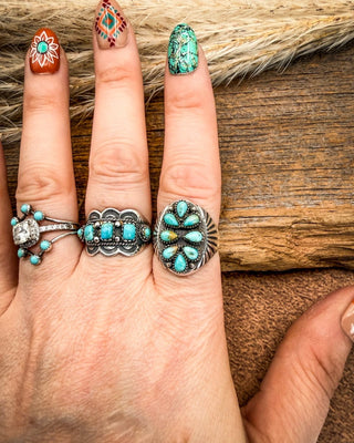 The Marie Sterling Silver Turquoise Adjustable Ring – Rings from Bronco Western Supply Co.