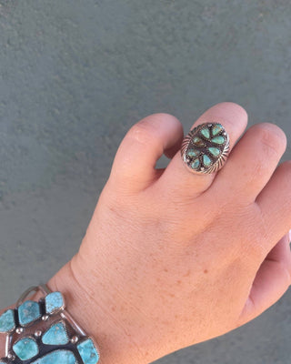 The Marie Sterling Silver Turquoise Adjustable Ring – Rings from Bronco Western Supply Co.