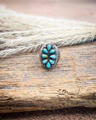 The Marie Sterling Silver Turquoise Adjustable Ring – Rings from Bronco Western Supply Co.