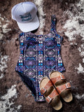 "The Ollie" Black Aztec Hooey Swimsuit - Apparel - Hooey - Bronco Western Supply Co.