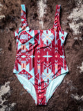 "The Ollie" Rust Aztec Hooey Swimsuit - Apparel - Hooey - Bronco Western Supply Co.