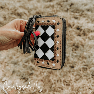 The Sidekick Checkered Leather Mini Wallet in Black by Countryside Co. – Purses & Wallets from Bronco Western Supply Co.