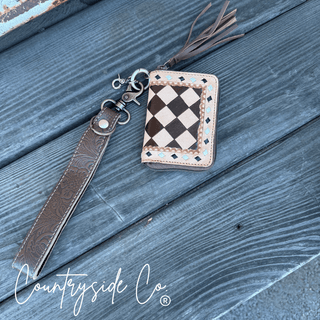 The Sidekick Checkered Leather Mini Wallet in Brown by Countryside Co. – Purses & Wallets from Bronco Western Supply Co.