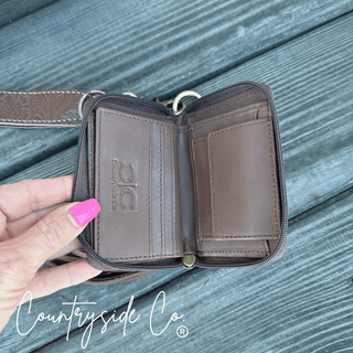The Sidekick Checkered Leather Mini Wallet in Brown by Countryside Co. – Purses & Wallets from Bronco Western Supply Co.