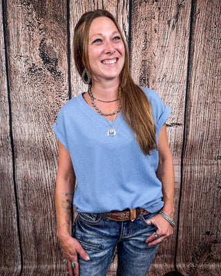 The Sloan Top - Denim Blue – Shirts & Tops from Bronco Western Supply Co.