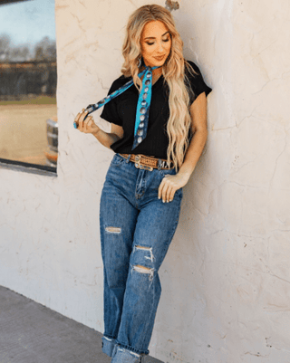 The Thatcher Top - Black – Shirts & Tops from Bronco Western Supply Co.