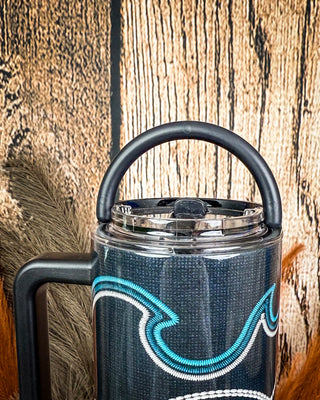 The Turquoise Outlaw – 40oz Boot Stitch Tumbler with Handle – Gift Items from Bronco Western Supply Co.