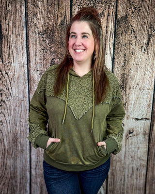 Tooled Frontier Hoodie in Hunter Green by Sterling Kreek – Apparel from Bronco Western Supply Co.