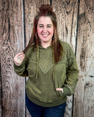 Tooled Frontier Hoodie in Hunter Green by Sterling Kreek – Apparel from Bronco Western Supply Co.