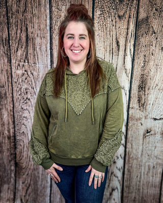 Tooled Frontier Hoodie in Hunter Green by Sterling Kreek – Apparel from Bronco Western Supply Co.