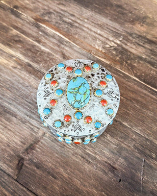 Tough 1 - Turquoise Stones Trinket Box – Gift Items from Bronco Western Supply Co.