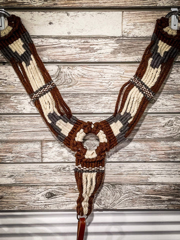 Tough 1 Wool String Breast Collar - Brown and Grey - Breast Collars - Tough 1 - Bronco Western Supply Co.