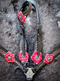 Tough1 3D Zinnia Flower One Ear Headstall - Headstalls & Accessories - Tough 1 - Bronco Western Supply Co.