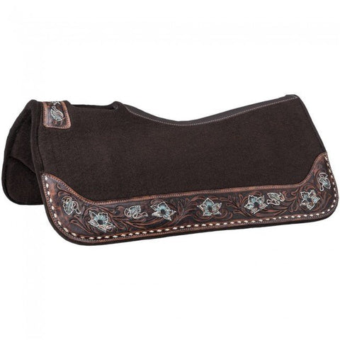 Tough1 Floral Tooled Contour Felt Saddle Pad - Brown - Saddle Pads - Tough 1 - Bronco Western Supply Co.