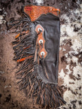 Tough1 Smooth Leather Chinks with Floral Yoke - Apparel - Tough 1 - Bronco Western Supply Co.