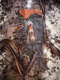 Tough1 Smooth Leather Chinks with Floral Yoke - Apparel - Tough 1 - Bronco Western Supply Co.