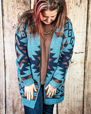 Trading Post Cloud Cardigan in Blue – Apparel from Bronco Western Supply Co.