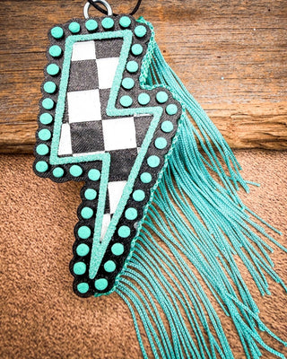 Tropical Thunder Checkered Lightning Car Freshie in Tropical Leather Scent – Accessories from Bronco Western Supply Co.