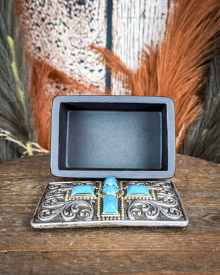 Turquoise Cross Trinket Box – Gift Items from Bronco Western Supply Co.