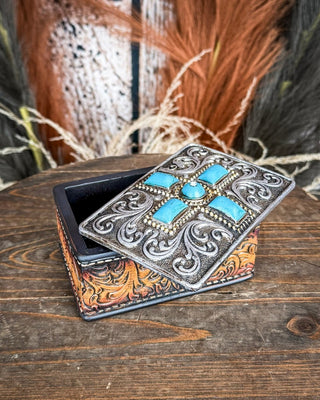 Turquoise Cross Trinket Box – Gift Items from Bronco Western Supply Co.