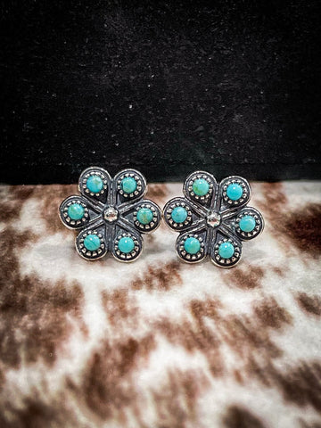 Turquoise Iris Stud Earrings - Jewelry - Bronco Western Supply Co. - Bronco Western Supply Co.