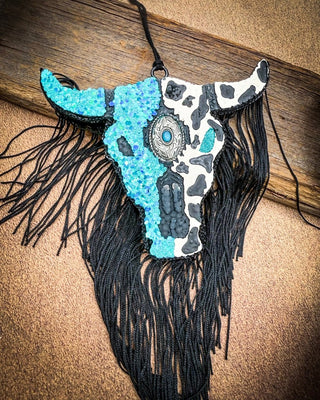 Turquoise Moon Bull Skull Car Freshie in Vanilla Pumpkin Marshmallow – Accessories from Bronco Western Supply Co.