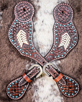 Turquoise Rawhide Ladies Spur Straps – Spur Straps from Bronco Western Supply Co.