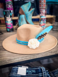 Turquoise Sahara - Camel Flat Wide Brim Hat - Accessories - Bronco Western Supply Co. - Bronco Western Supply Co.