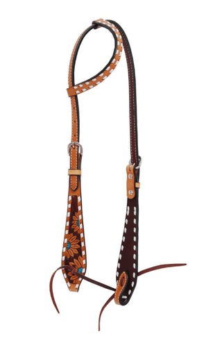 Turquoise Sunflower Tooled Breast Collar and Headstall - Pieces Sold Separate – Horse Tack from Bronco Western Supply Co.