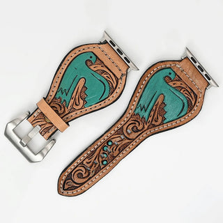 Turquoise Thunderbird Tooled Leather Smart Watch Band by American Darling – Accessories from Bronco Western Supply Co.
