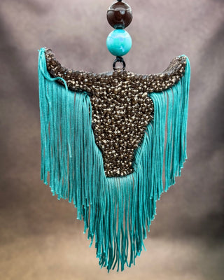 Turquoise Trouble Bull Skull Car Freshie in Leather & Lace – Accessories from Bronco Western Supply Co.