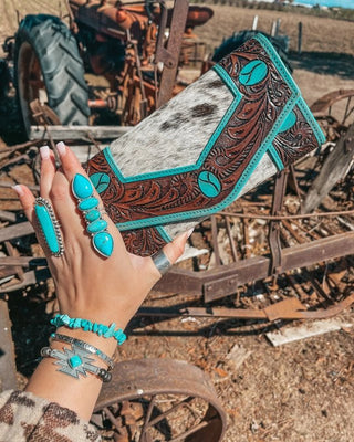 Wallet on rustic background.