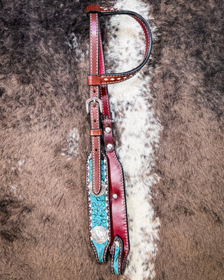 Turquoise Wash Bull Coin Breast Collar and Headstall - Pieces Sold Separate – Horse Tack from Bronco Western Supply Co.