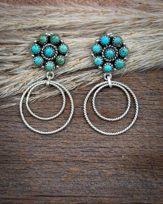 Twin Rope Turquoise Cluster Hoop Earrings – Jewelry from Bronco Western Supply Co.