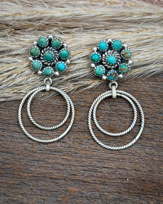 Twin Rope Turquoise Cluster Hoop Earrings – Jewelry from Bronco Western Supply Co.
