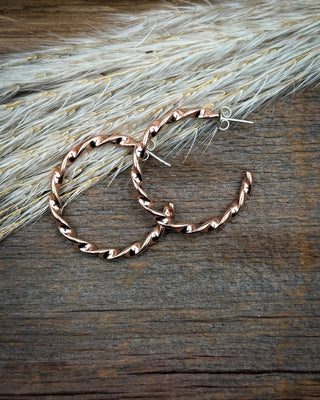 Twisted Copper Ribbon Hoop Earrings – Jewelry from Bronco Western Supply Co.