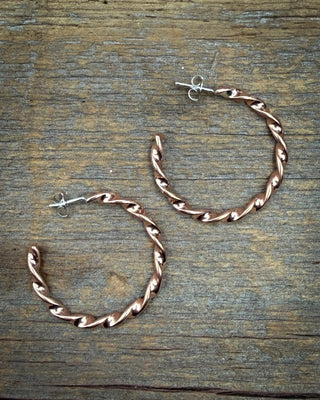 Twisted Copper Ribbon Hoop Earrings – Jewelry from Bronco Western Supply Co.